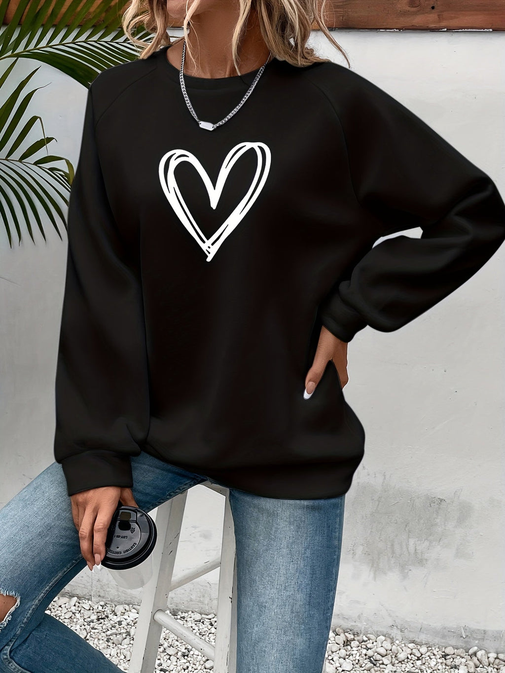 Sophie | Heart Print Casual Sweatshirt