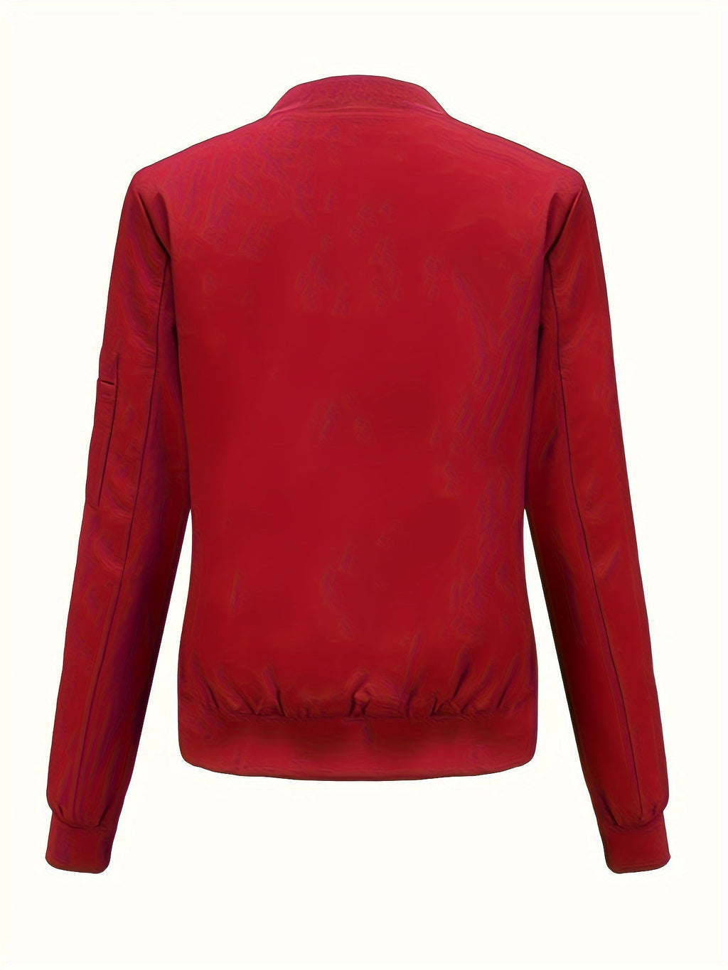 Sophie | Solid Color Polyester Bomber Jacket Featuring Baseball Collar and Zip Pockets