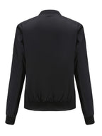 Sophie | Solid Color Polyester Bomber Jacket Featuring Baseball Collar and Zip Pockets