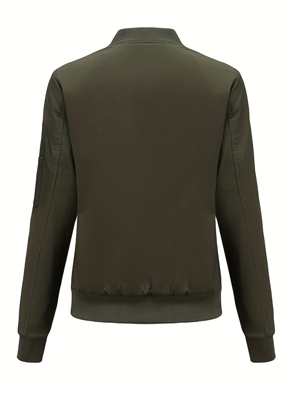 Sophie | Solid Color Polyester Bomber Jacket Featuring Baseball Collar and Zip Pockets