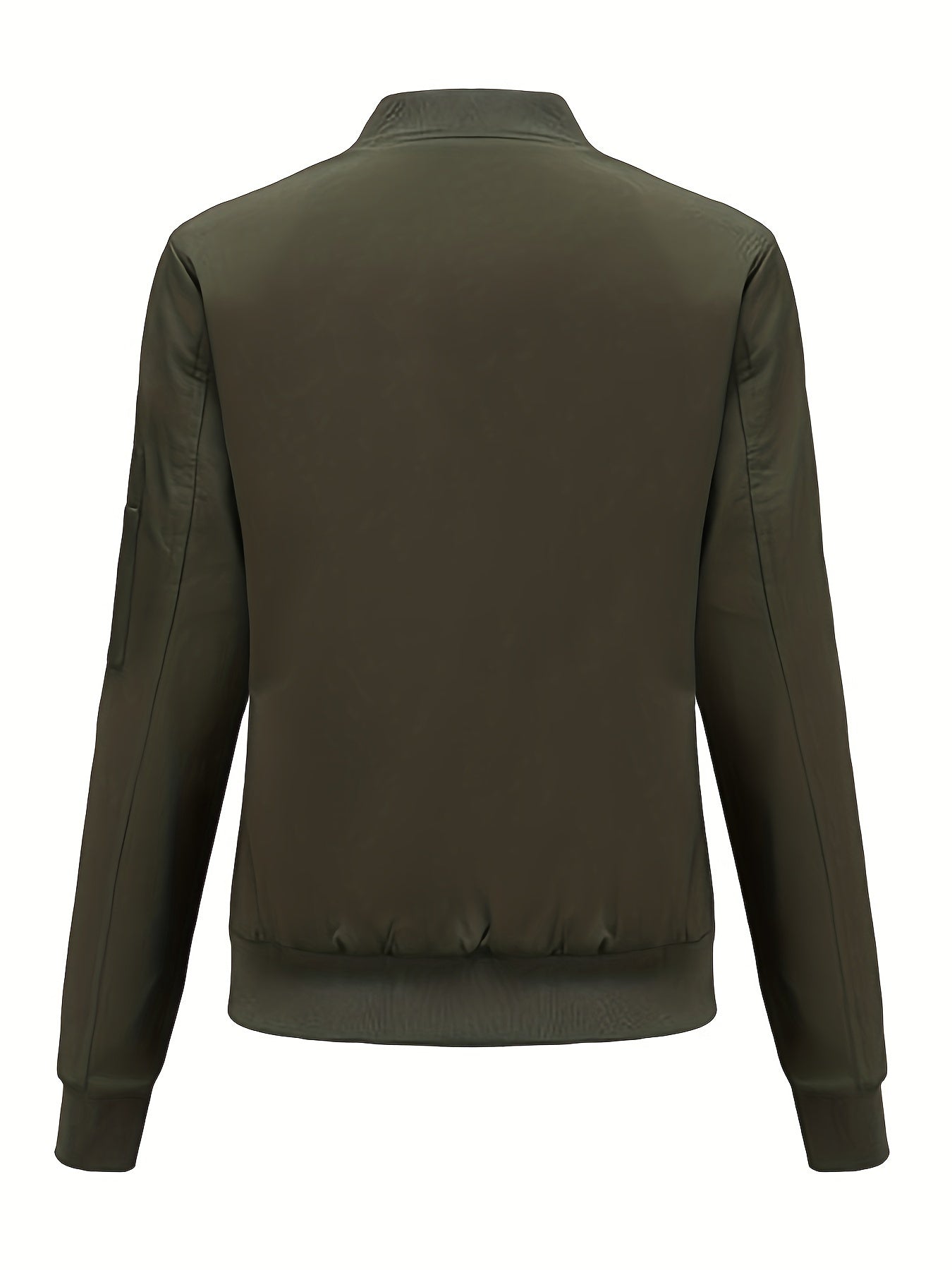 Sophie | Solid Color Polyester Bomber Jacket Featuring Baseball Collar and Zip Pockets