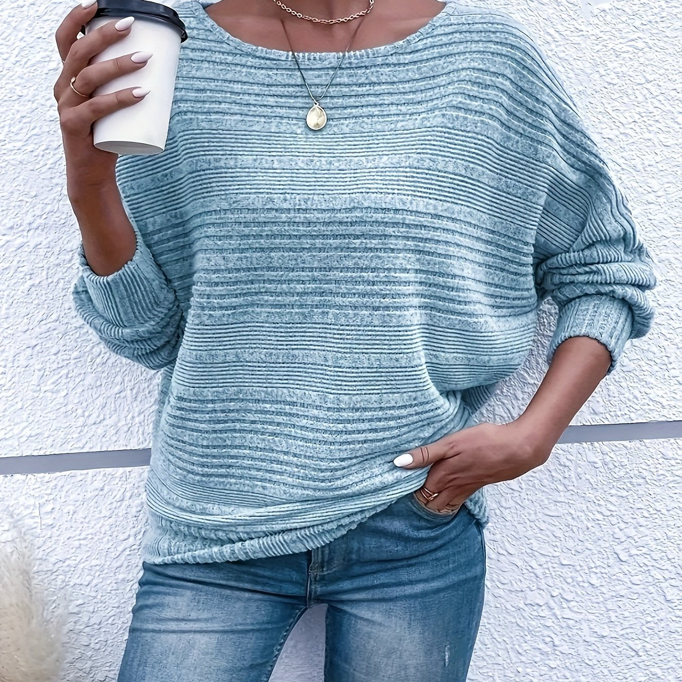 Sophie | Solid Color Long Sleeve Round Neck Sweater