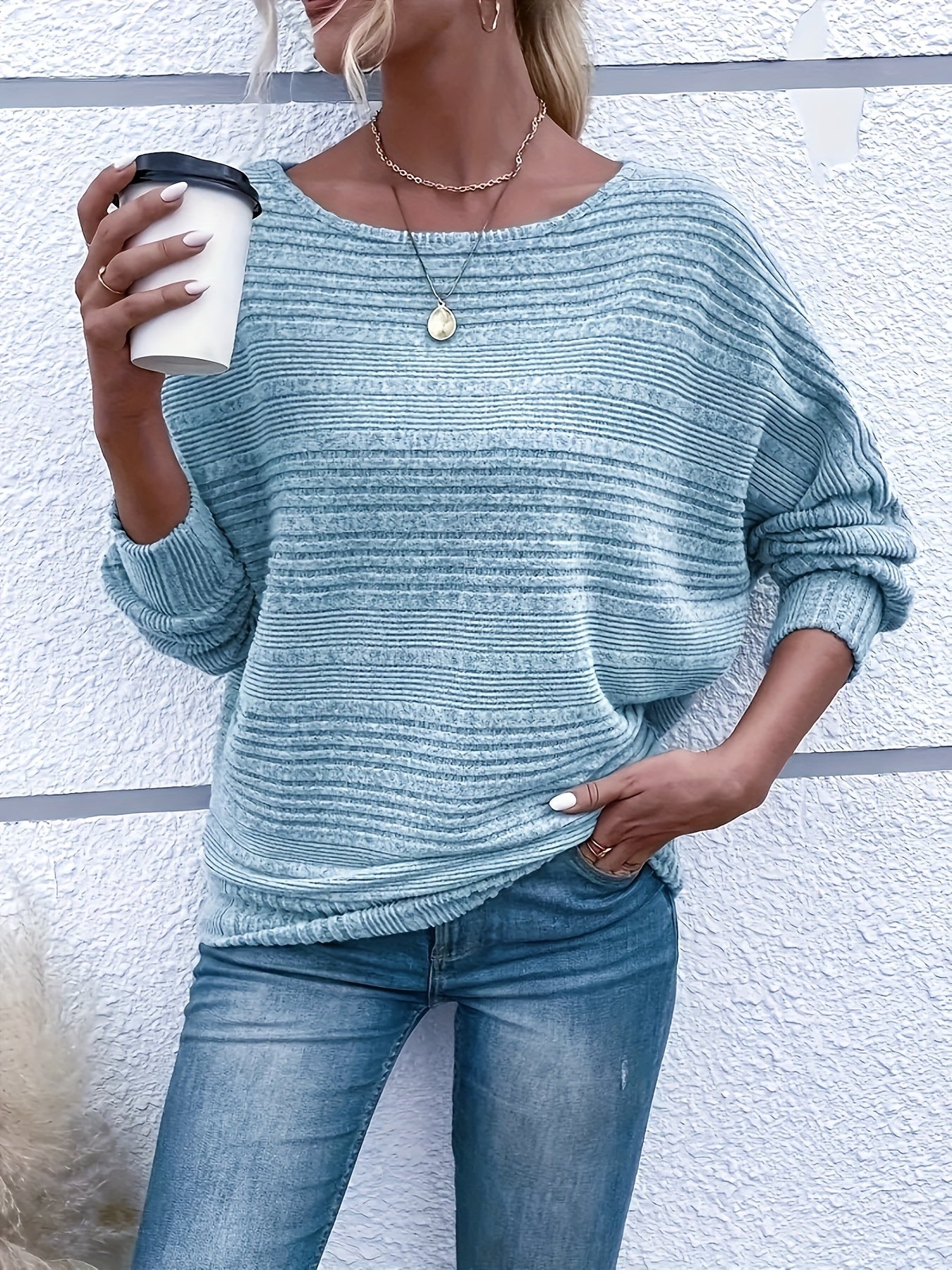 Sophie | Solid Color Long Sleeve Round Neck Sweater