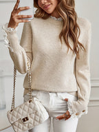 Sophie | Chic Women's Sweater with Lace Trim and Round Neck