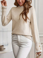 Sophie | Chic Women's Sweater with Lace Trim and Round Neck