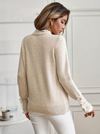 Sophie | Chic Women's Sweater with Lace Trim and Round Neck