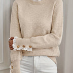 Sophie | Chic Women's Sweater with Lace Trim and Round Neck