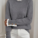 Sophie | Chic Women's Sweater with Lace Trim and Round Neck