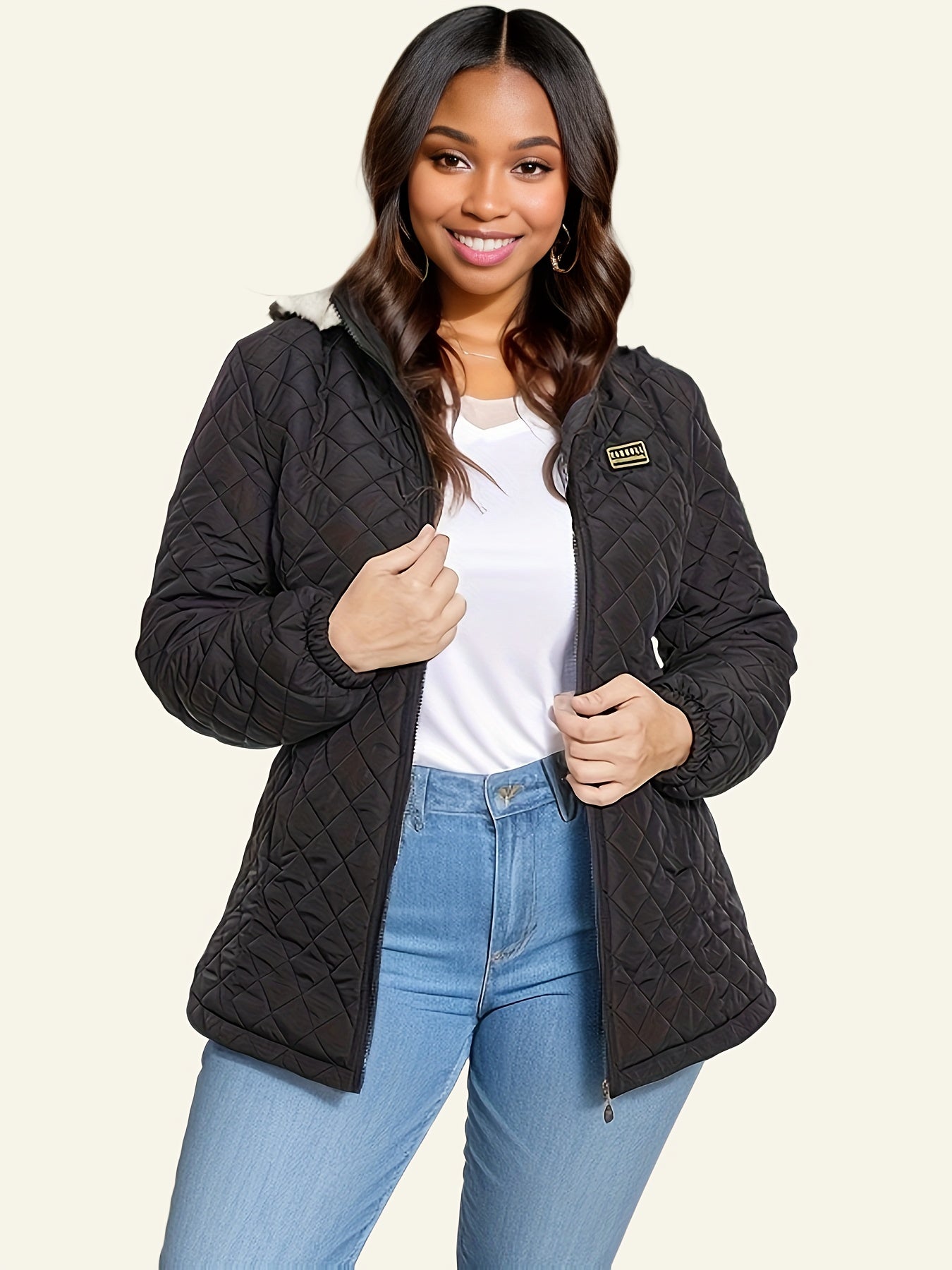 Sophie | Plus Size Elegant Quilted Hooded Coat