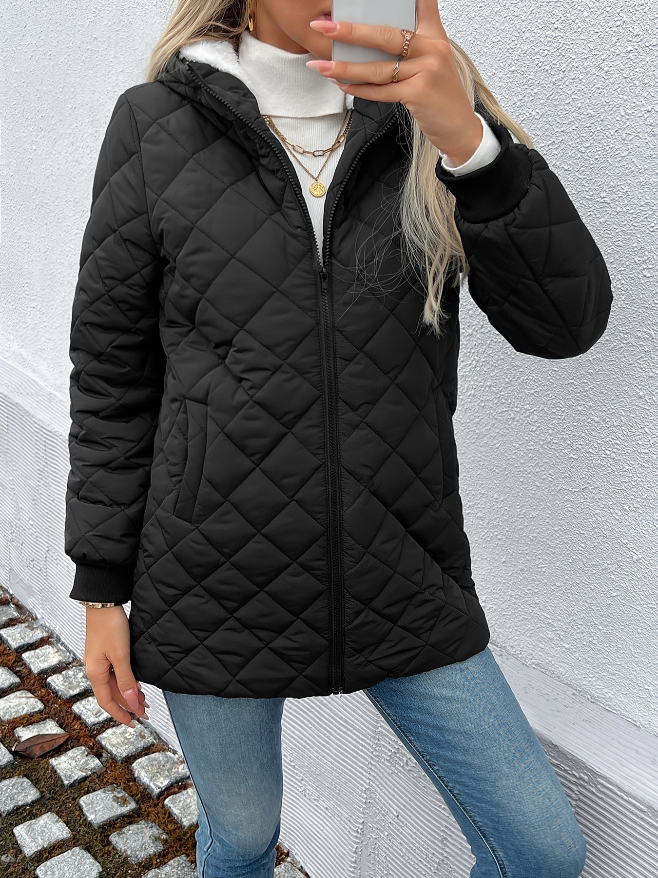 Sophie | Quilted Puffy Jacket with Zipper and Faux Fur Lining