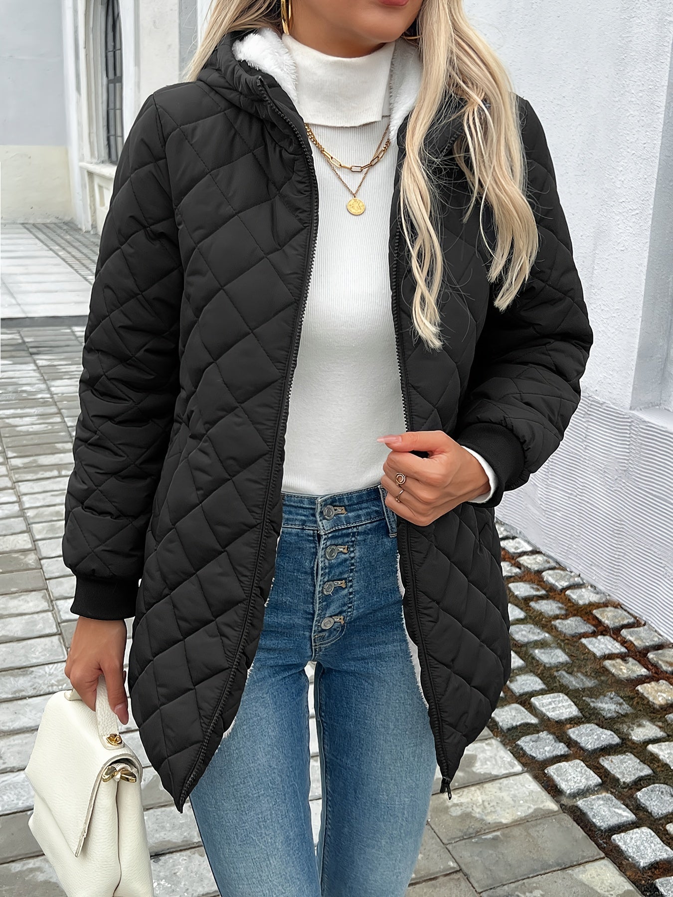 Sophie | Quilted Puffy Jacket with Zipper and Faux Fur Lining