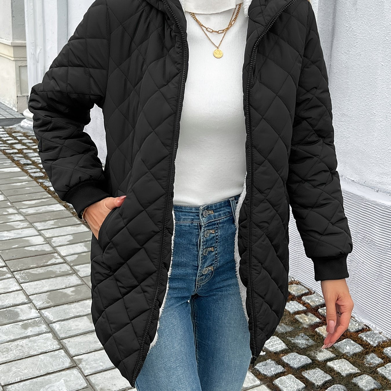 Sophie | Quilted Puffy Jacket with Zipper and Faux Fur Lining
