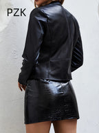 Sophie | Zip-Up PU Leather Bomber Jacket