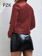 Sophie | Zip-Up PU Leather Bomber Jacket