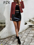 Sophie | Zip-Up PU Leather Bomber Jacket