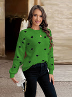 Sophie | Heart Pattern Round Neck Jumper for Valentine's Day