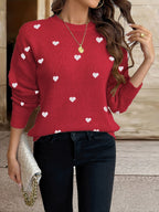 Sophie | Heart Pattern Round Neck Jumper for Valentine's Day