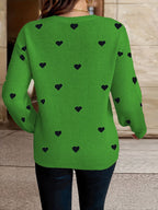 Sophie | Heart Pattern Round Neck Jumper for Valentine's Day