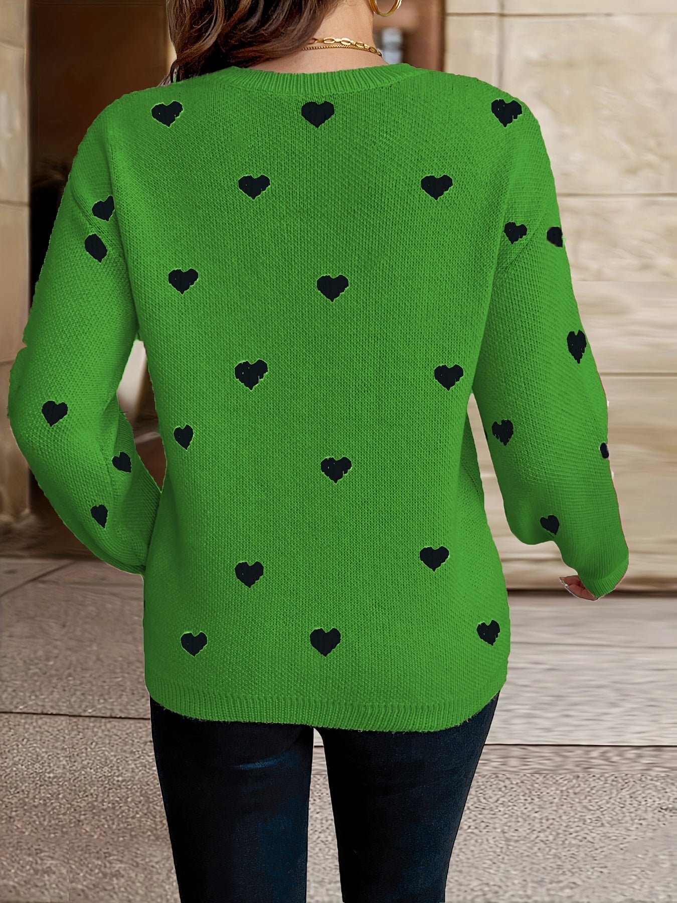 Sophie | Heart Pattern Round Neck Jumper for Valentine's Day
