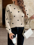Sophie | Heart Pattern Round Neck Jumper for Valentine's Day
