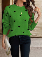 Sophie | Heart Pattern Round Neck Jumper for Valentine's Day