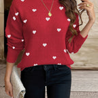 Sophie | Heart Pattern Round Neck Jumper for Valentine's Day