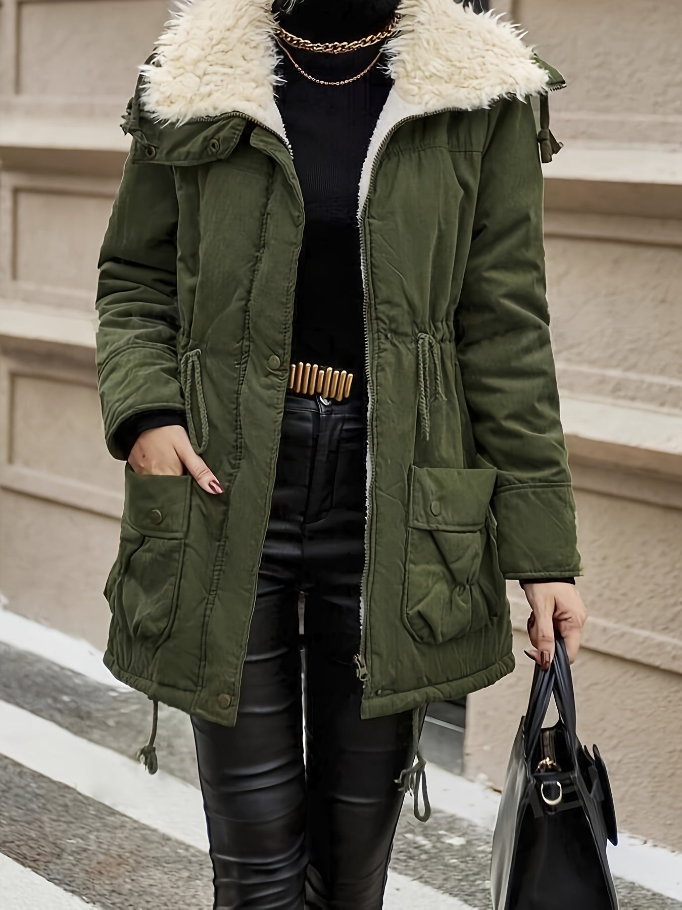 Sophie | Cozy Faux Fur Zip-Up Jacket with Adjustable Drawstring Waist