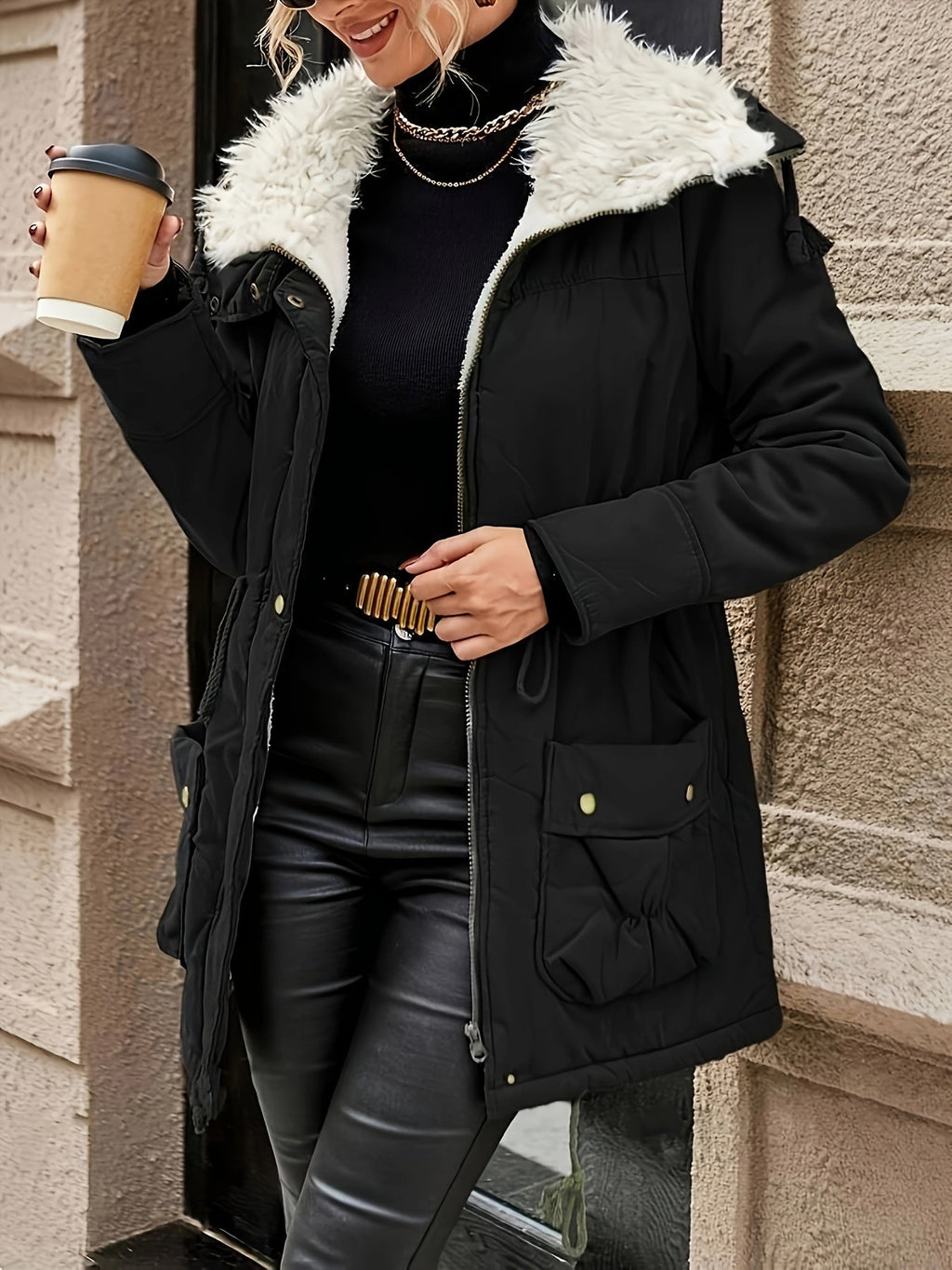 Sophie | Cozy Faux Fur Zip-Up Jacket with Adjustable Drawstring Waist