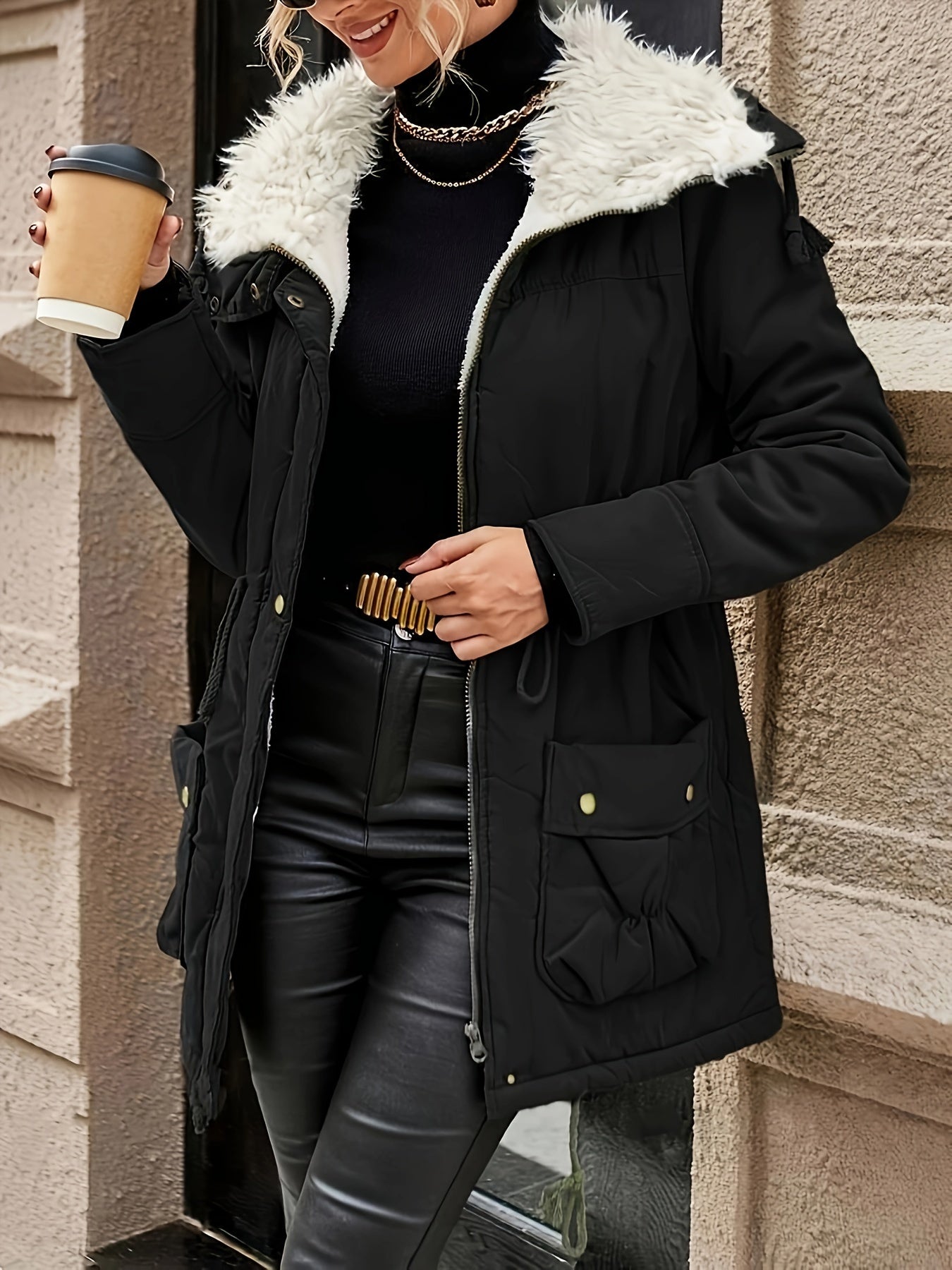 Sophie | Cozy Faux Fur Zip-Up Jacket with Adjustable Drawstring Waist