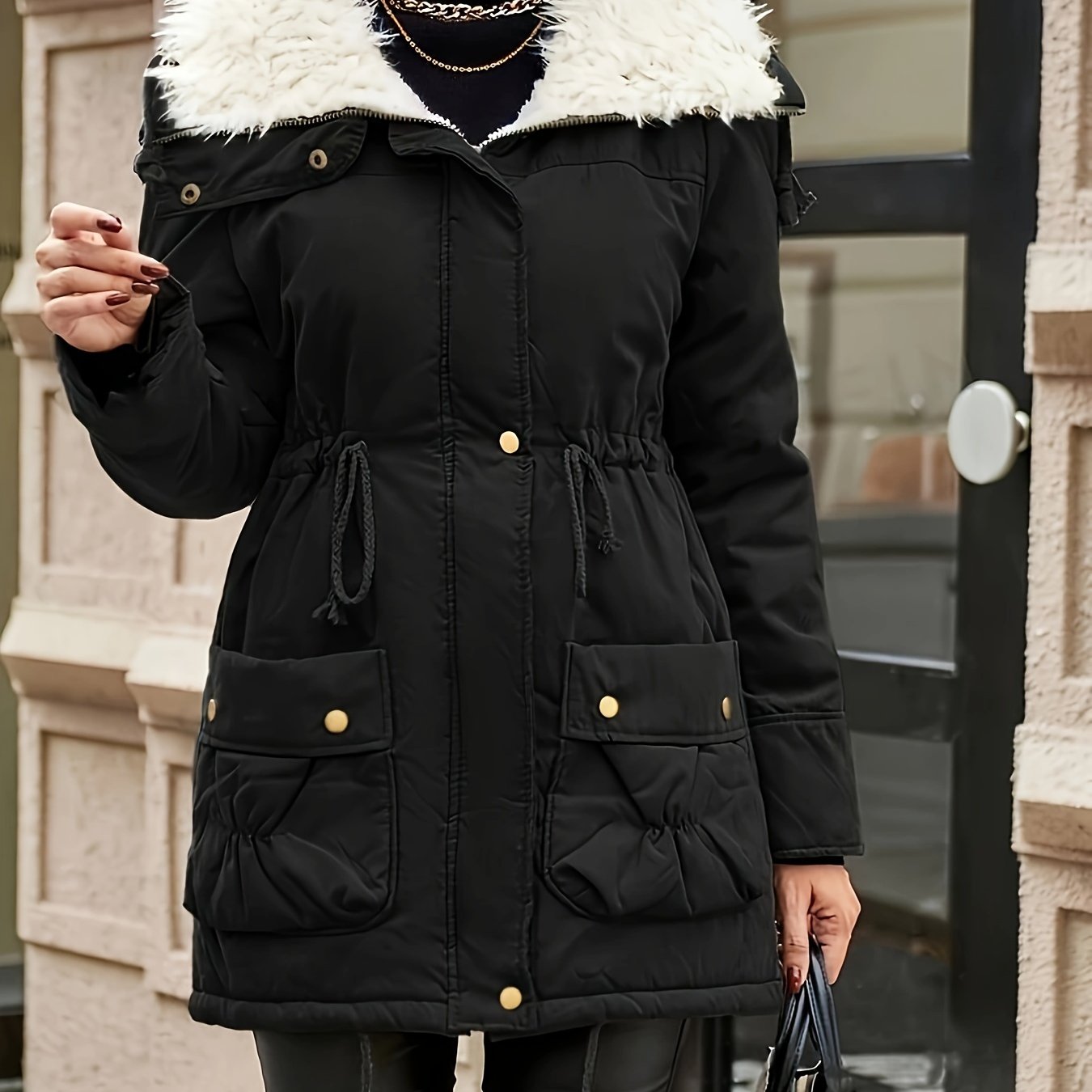 Sophie | Cozy Faux Fur Zip-Up Jacket with Adjustable Drawstring Waist