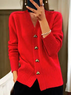 Kira - Heart Button Knitted Cardigan