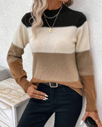 Stacey | High Neck Color Block Sweater