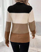 Stacey | High Neck Color Block Sweater