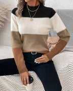 Stacey | High Neck Color Block Sweater