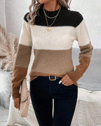 Stacey | High Neck Color Block Sweater