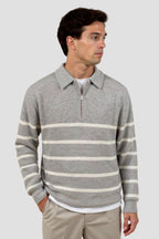 Stijn | Zip-Up Sweater in Striped Wool Blend
