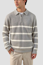 Stijn | Zip-Up Sweater in Striped Wool Blend