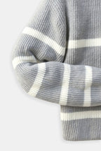 Stijn | Zip-Up Sweater in Striped Wool Blend
