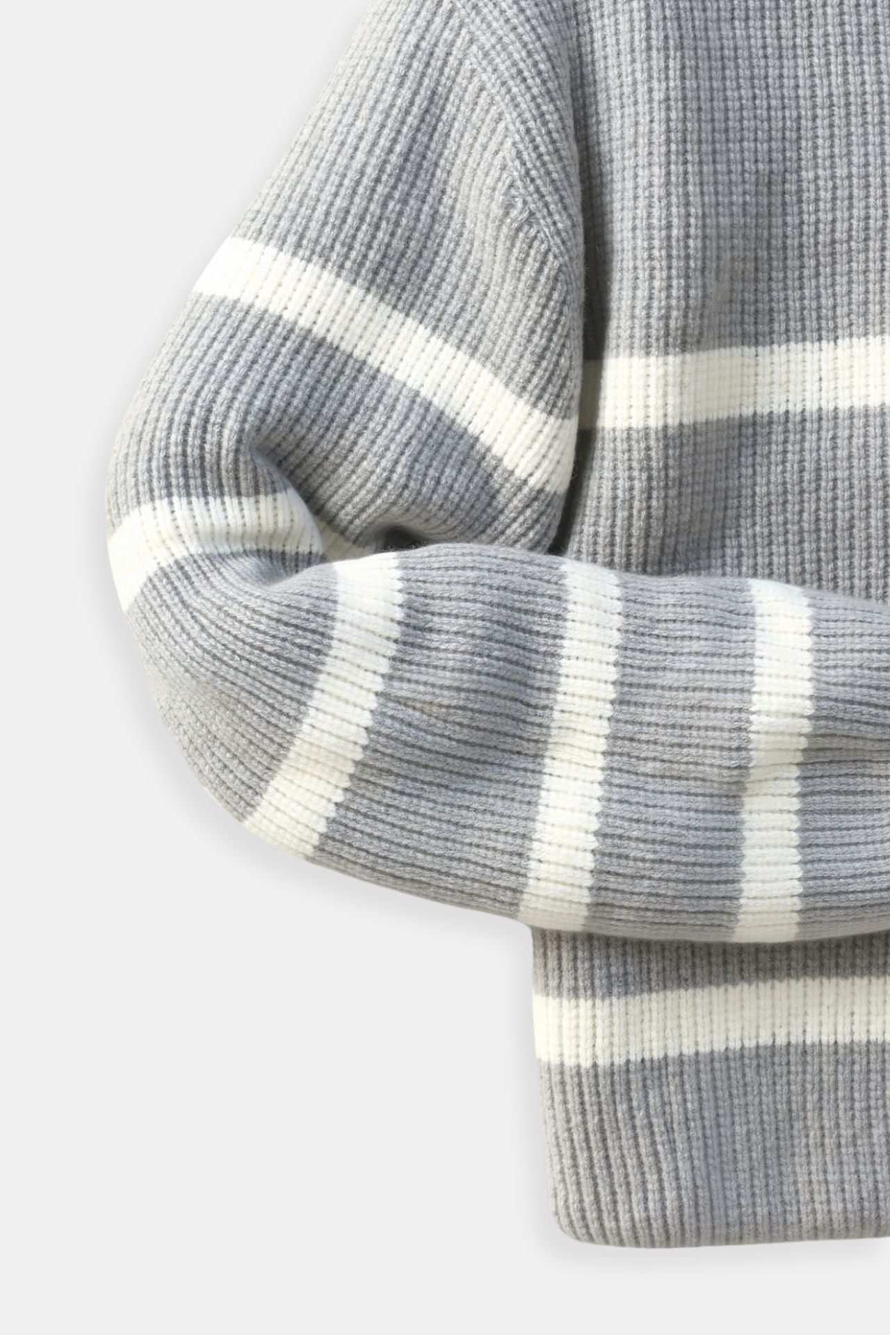 Stijn | Zip-Up Sweater in Striped Wool Blend