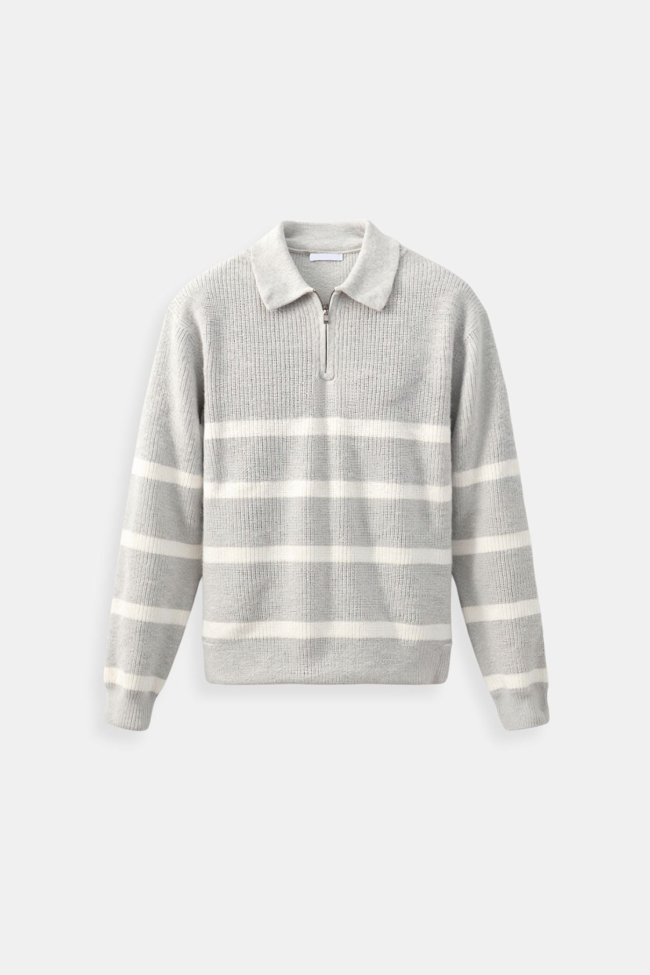 Stijn | Zip-Up Sweater in Striped Wool Blend