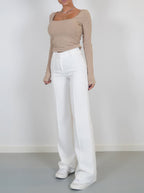 High-Waisted Wide Leg Trousers for Women with Pockets and Belt Loops