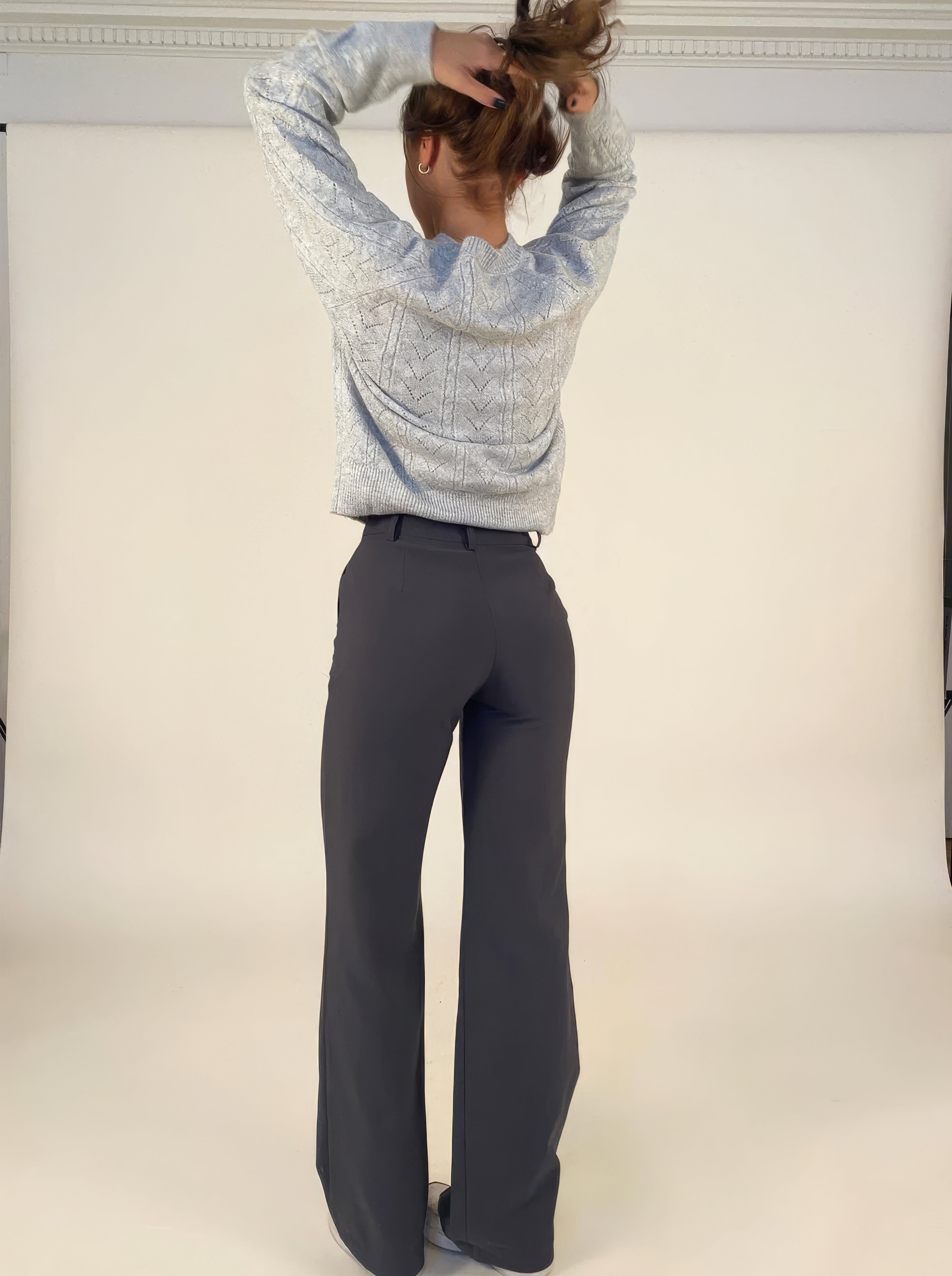 High-Waisted Wide Leg Trousers for Women with Pockets and Belt Loops