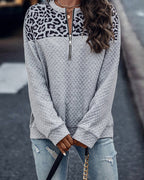 Leopard Print Zip-Up Sweatshirt