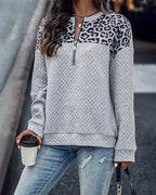 Leopard Print Zip-Up Sweatshirt
