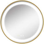 Round LED Bathroom Mirror with Time Display and Memory Feature