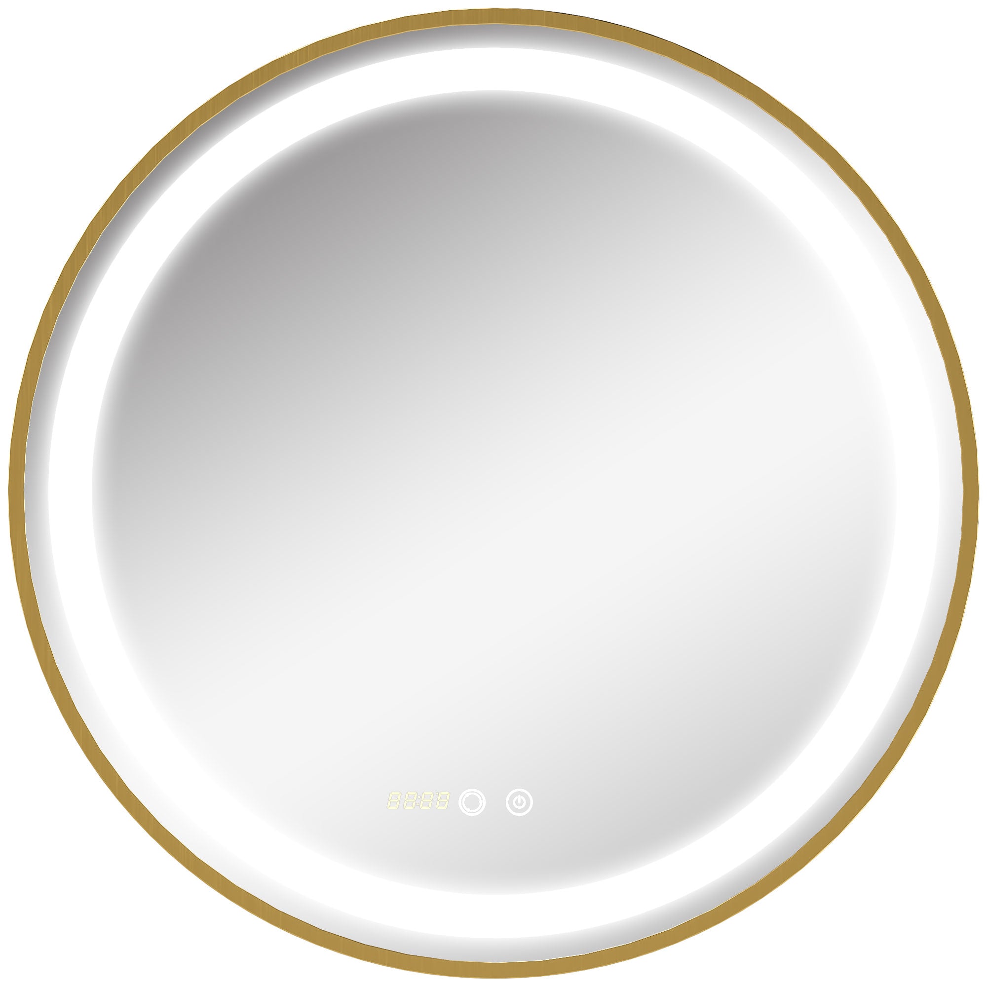 Round LED Bathroom Mirror with Time Display and Memory Feature