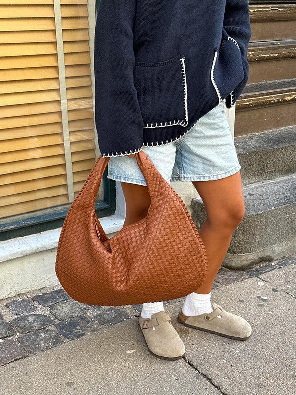 Vegan Leather Woven Handbag
