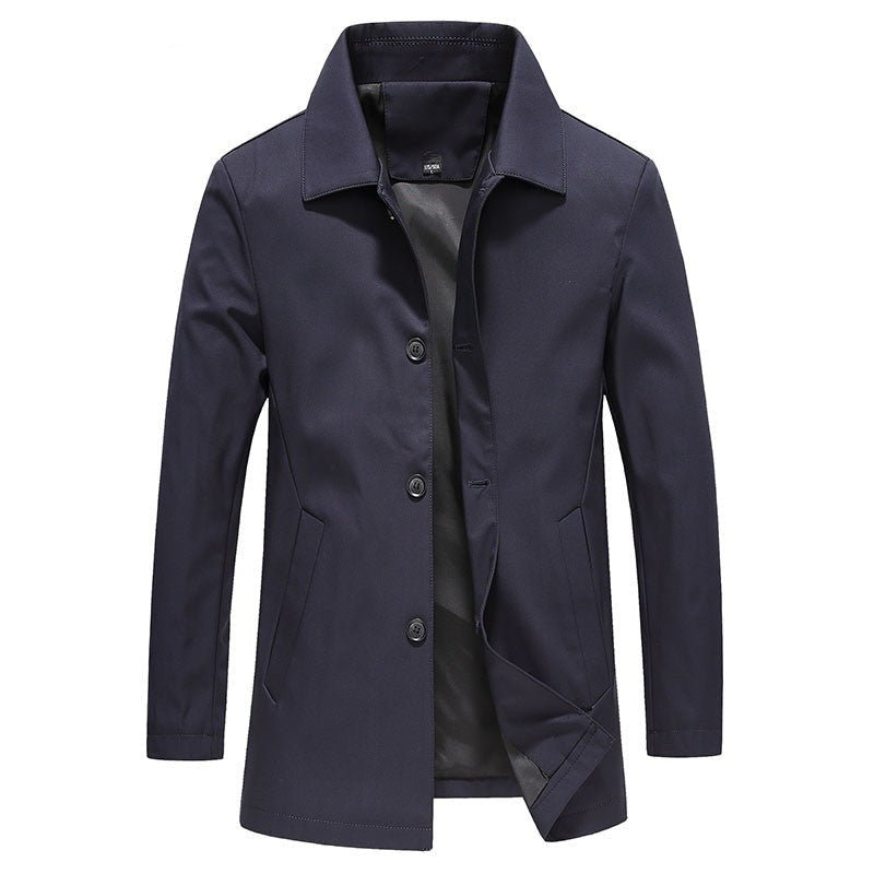 Thijs | Men's Solid Color Long Windproof Coat