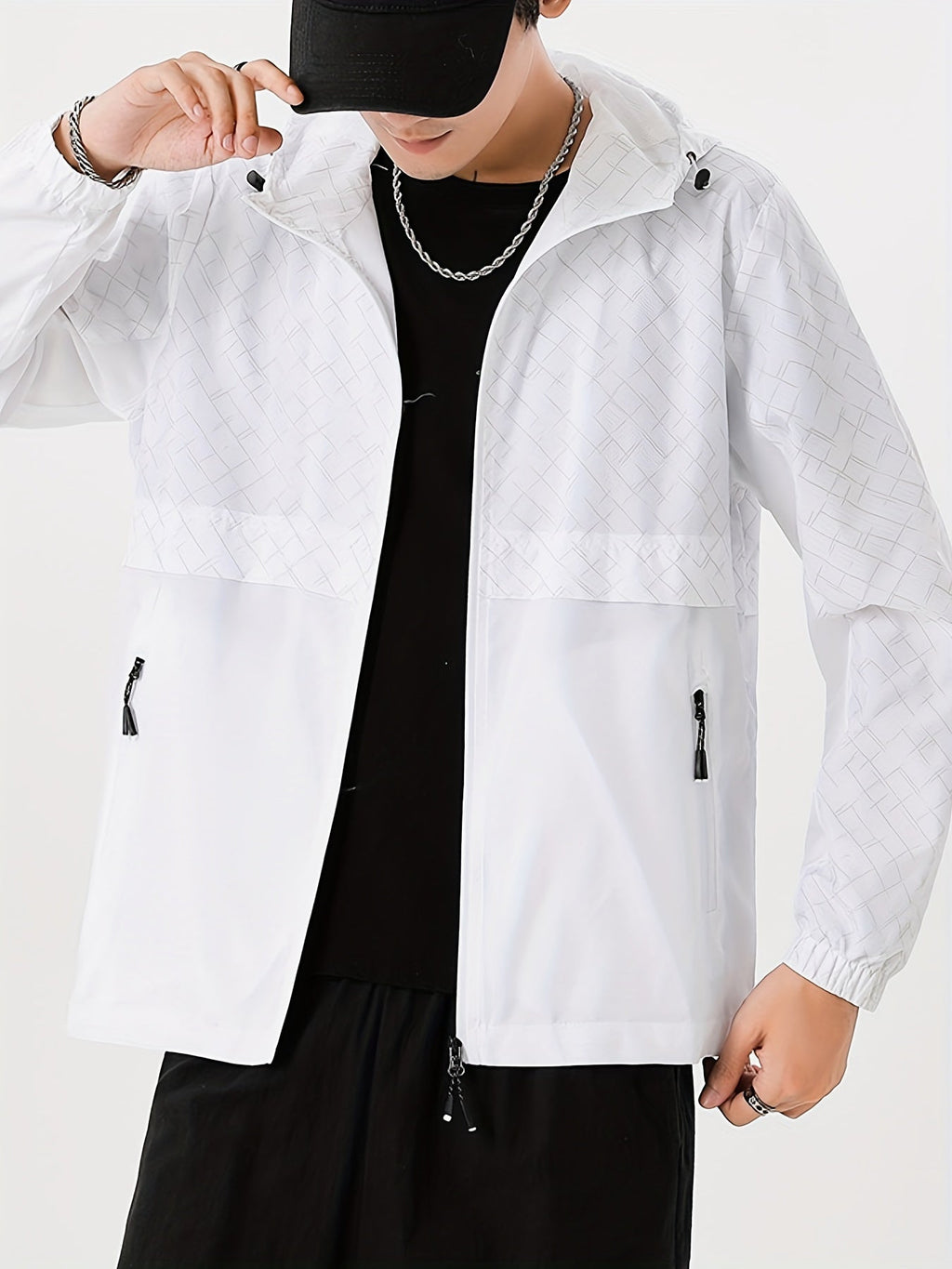 Tim | Lightweight Hooded Windbreaker for Men with Checkered Design