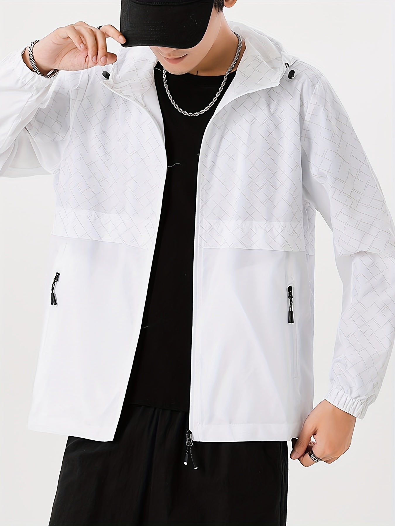 Tim | Lightweight Hooded Windbreaker for Men with Checkered Design